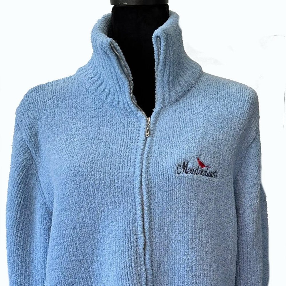 Lady's Knit Fleece Sweater Jacket, Zip, 2 Pckts, Golf Course Logo, Sky Blue, XL